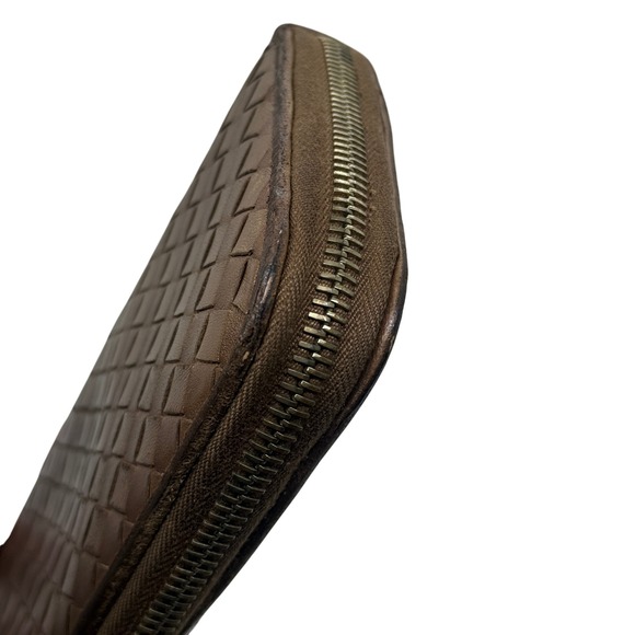 Bottega Veneta Intrecciato Woven Leather Zip Around Wallet Brown Made in Italy - Picture 5 of 10